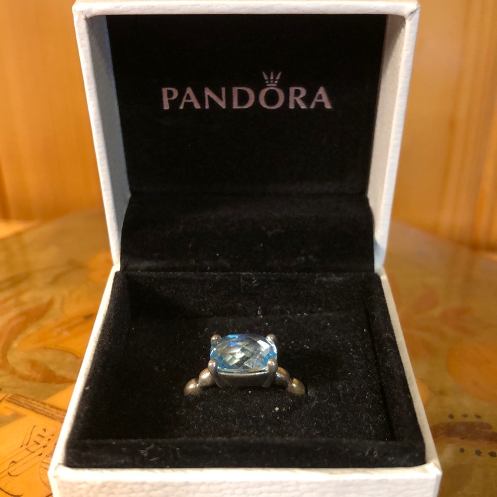 Silver Ring With Blue Topaz - Pandora